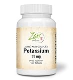 Zen Supplements - Potassium 99 mg (Amino Acid) 100-Tabs - Fluid & Electrolyte Balance Formula - Heart, Nerve & Muscle Function Support