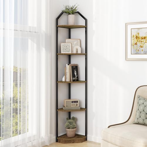 5 Tier Corner Wall Shelf Stand, 70" Metal Corner Shelves