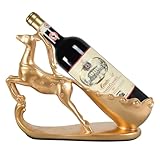 Huniruyo Nordic-Inspired Reindeer Wine Bottle Holder β Modern Resin Sculpture for Tabletop Decor,Functional Wine Rack for Kitchen,Dining Room,or Gift for Wine Lovers (Gold)