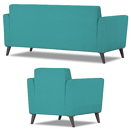 Image of Adorn India Dannis 3+1+1 5 Seater Sofa Set (Aqua Blue) (3 Year Warranty)