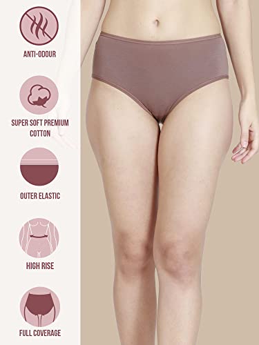 Image of NYKD NYP036 High Rise Stretch Cotton Full Coverage Full Brief with Ultrasoft Exposed Waistband-Pack of 3