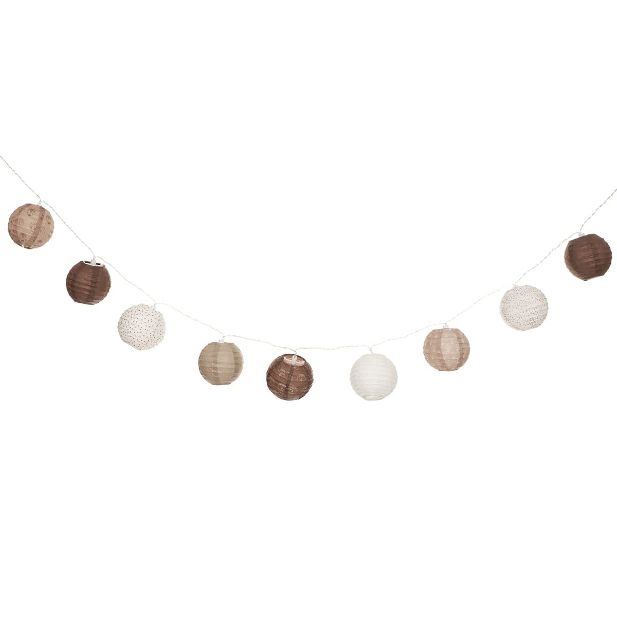 Atmosphera LED-Lichterkette Mit Rattan-Kugeln – 10 LEDs, 162 Cm, Batteriebetrieben, Elfenbeinfarben