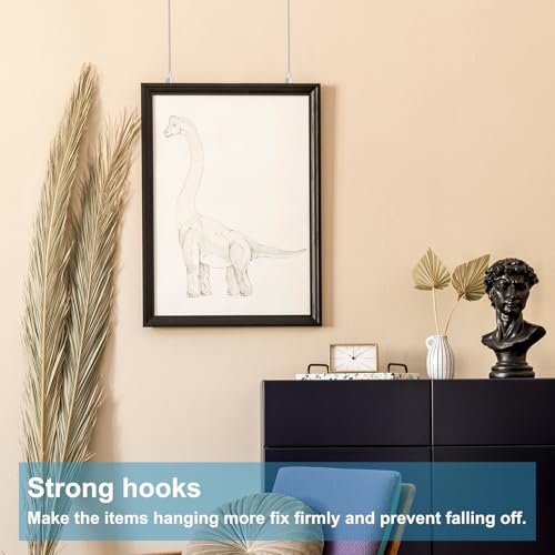 Image of PATIKIL 8 Pcs Adjustable Picture Hanging Wire Kit,2m /6.6ft Fit for 1.5mm Wire Heavy Duty PVC Coated Stainless Steel Wire Rope Hanger Hardware with 180 Degree Rotary Hook for Hanging Mirror