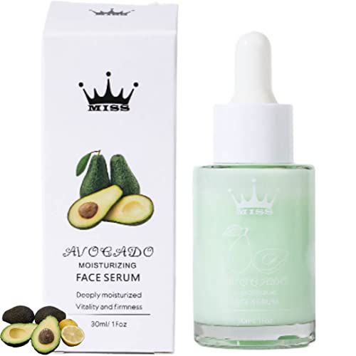 Miss Queen Moisturizing Serum for Face (Avocado) with Avocado Extract ( Vit E, Collagen Stimulating Properties ) and Green Tea - Deeply Moisturized Vitality and Firmness