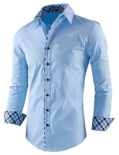 Image of Zombom Combo of Men's Solid Regular Fit Cotton Blend Full Sleeve Casual Shirts (Pack of 2)