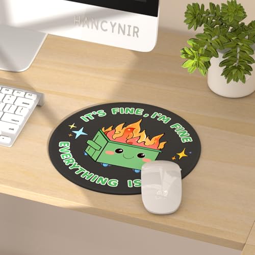 2 Pack Dumpster on Fire Mouse Pad, Funny Cute Mousepad for Desk Accessories, Small Mouse Pad for Gaming Computer Laptop, Work Home Office Supplies Decor, It’s Fine I’m Fine Everything is Fine