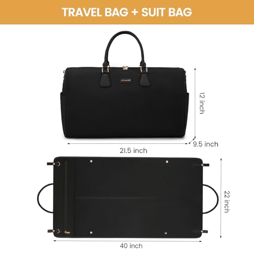 LOVEVOOK Garment Bags for Travel,3 in 1 Garment Duffle Bags for Travel with Shoe Pouch,Carry on Garment Bag for Women Men,Hanging Suitcase Suit Dress Business Travel Bag Weekender Bag2