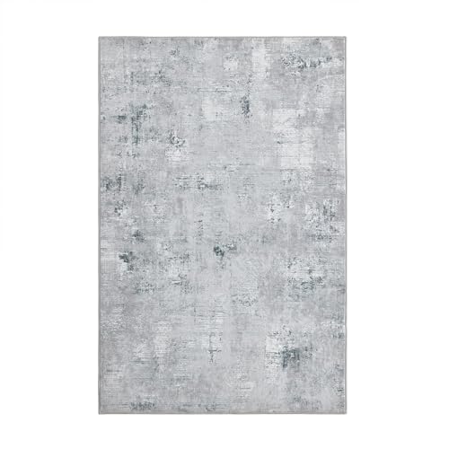 Guchuang Bedding Washable Rugs Living Room Area Rugs Grey Modern Abstract Rugs Large Non Slip Carpet Short Pile Rugs for Bedroom Dining Room Kitchen Soft Faux Wool Rugs 160x230cm - Image 5