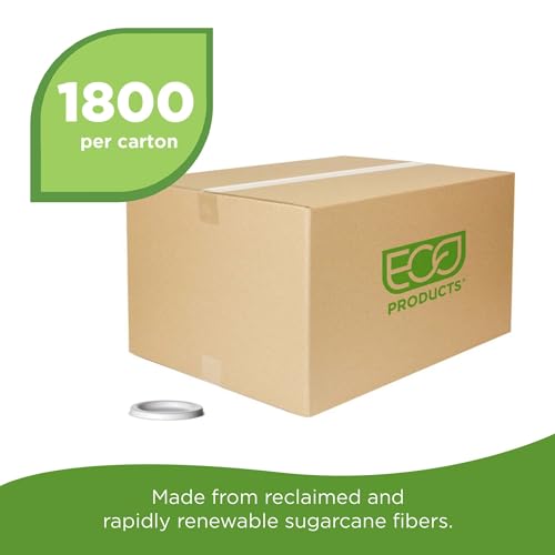 ECO PRODUCTS Compostable 4oz Molded Fiber Portion/Sample Cup Lids, Case of 1800, Vanguard, Disposable Round Food Bowl Lids, White, No PFAS, Tree-free Sugarcane, ASTM Compliant, BPI-Certified