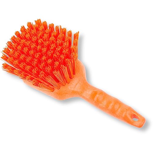 Image of SPARTA 40541EC24 Plastic Scrub Brush, Utility Brush, Kitchen Brush With Hanging Hole For Cleaning, 8 Inches, Orange, (Pack of 6)