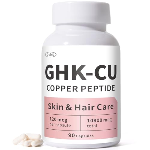 QUBIT GHK-Cu Copper Peptide Supplement for Skin & Hair, Support Skin Elasticity & Firmness, Thicker Hair – Easy to Absorb, Precisely Dosed – 90 Vegan Capsules