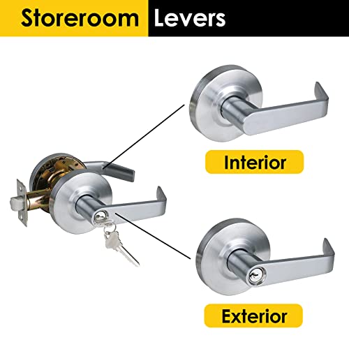 Hisafe 70Mm Latch Heavy Duty Keyed Storeroom Door Lever Grade 2 Commercial Door Handle, Ul 3 Hour Fire Rated & Ada Compliant, X-Hd-G2-St #TOP1
