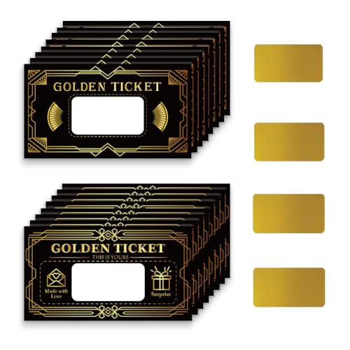 PLIGREAT 120 carte à Gratter Golden Ticket Chèques Cadeaux Noirs et Vierges Tickets à Gratter Cartes de Tombola à Faire Soi Même pour Petites Entreprises...