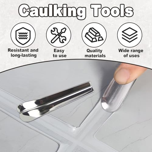 2 Pack Caulking Tool Kit, Grout Cleaning Tool, Metal Caulking Finishing Tools for Wall Tile, Grout Removal Tools for Tile, Grout Application Tool for Inside and Outside Corners - Image 5