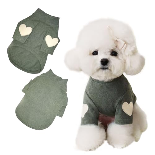 §Bg3 トイプードル 服 ドック服 フレンチブルドッグ 服 チワワ服 ダックスフンド 服 秋冬 犬の服小型犬 犬 服 おしゃれランキング 犬服 ハート (オリーブグリーン, S)