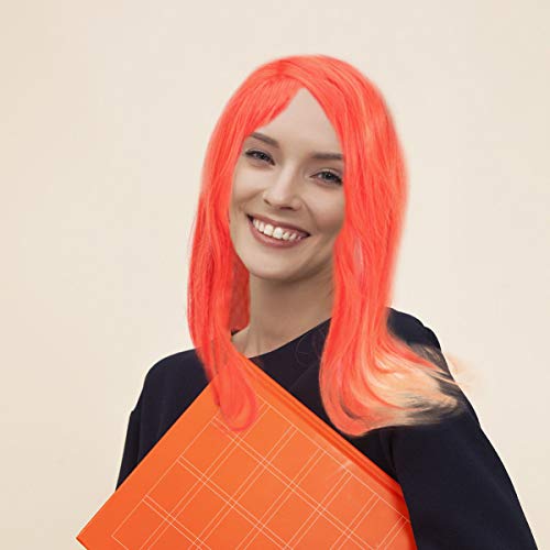 PIXNOR Perucas de Cabelo Longo Reto Bob Perucas de Cabelo Ondulado Fofo Franja Completa Fantasia Cos