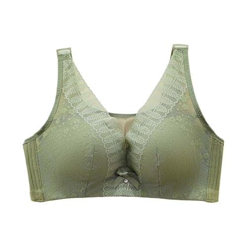 BILIKEYU Sujetador de encaje sexy para mujer, sin aros, ropa interior de encaje pushup, aros ajustables, fino, transpirable, algodón, cómodo, sin aros, verde, 100CD