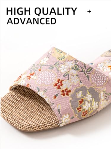 Espadrilles Tatami Japanese House Slippers for Women Cute Satin Home Flats Slip on Slides Open Toes Breathable Lightweight No Slip Comfort Wear Shoes Indoor Bedroom Matching Slippers for Couples3