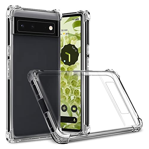 Cristal transparente diseñado para Google Pixel 6, Totill [bolsa de aire a prueba de golpes mejorada] Fundas de silicona de TPU suave y delgada a prueba de golpes, cubierta delgada para píxeles 6