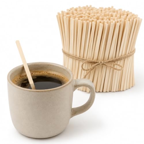 Perfect Stix Wooden Coffee Stirrers, 5.5 Inches, Square End, Smooth, Splinter-Free, for Bars and Drink Stations, 1000 Count