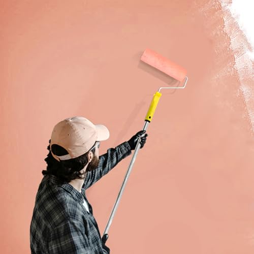 ACEBON Farbrollerhülsen, 22,9 cm, 6 Stück Rollen mit Verlängerungsstange 1,2 m zum Streichen von Wänden und Decken, Schutzfolien oder Streichen auf glatten und halbrauen Oberflächen