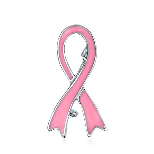 Image of Cancer Awareness Ribbon Brooch Pin - Silver Pink Purple Enamel - Symbol of Support and Survival - Silver Gold Plated Accent - Thoughtful Jewelry for Women