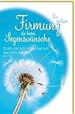 Skorpion Glückwunschkarte zur Firmung mit Pusteblume und Segenswünsche modern blau religiöse Doppelkarte für Jungen und Mädchen - mit Umschlag