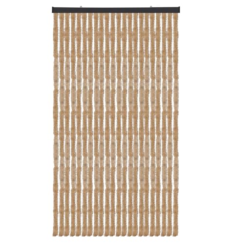 Arsvita Flauschvorhang Türvorhang (100x200 cm) in Beige als Insektenschutz für Balkon, Terrasse oder Wohnmobil, Wohnwagen, Pavillon