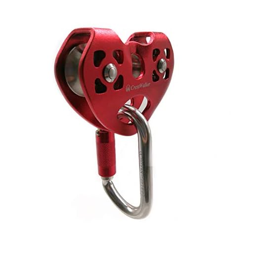 CRESTWALKER 30 KN Zipline Trolley Dual Pulley Tandem Speed with 25 KN Auto Locking Climbing Mountaineering Carabiner Fits Cable up to 1/2 Inches for Backyard Zipline