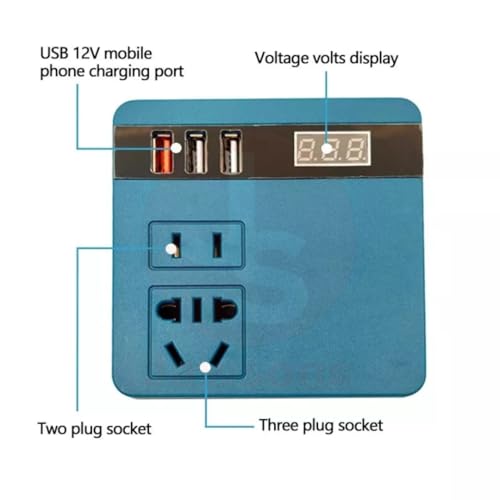Image of Intelligent Inverter: 18-21V DC to 220V AC, 220W max, Dual USB, Universal Socket, Overload Protection. Compact, Ideal for 18V Tool Batteries, Outdoor & Emergency use.​