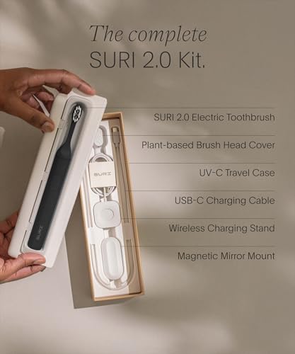 Image of SURI 2.0 New Sonic Electric Toothbrush with Pressure Sensor & UV-Cleaning Travel Case |1 Month+ Battery | Electric Toothbrush for Adults | Travel Toothbrushes | Tooth Brush | Black