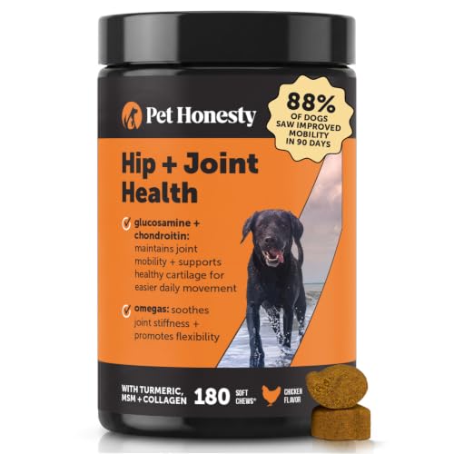 Hip + Joint Supplement for Dogs with Glucosamine Chondroitin - MSM Turmeric & Collagen Soft Chews - Joint Function Stiffness and Mobility Support May Reduce Occasional Discomfort (Chicken 180 Ct)