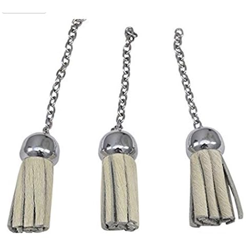 Men’s Semi Dress Sporran Replacement off- white Bovine Tassels with Chrome Chain/Half Dress Sporran Cover