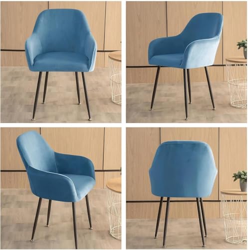 Housse de chaise scandinave velours bleu paon pour fauteuil de bureau