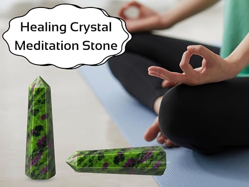 Image of Certified Ruby Zoisite Crystal Tower Obelisk Point For Chakra, Healing And Balancing - Aaa Grade Original Certified Gemstone Agate For Reiki Meditation Yoga Spiritual (3-4 Inches)