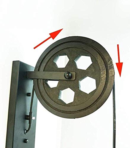 Aplique negro industrial de hierro con polea de elevación para iluminación interior retro 7