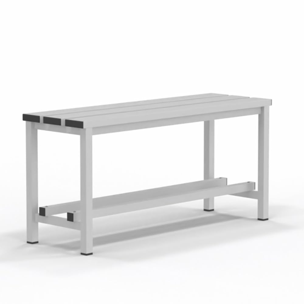 Spacio Banc métallique Norrköping style nordique pour usage professionnel ou à la maison, pour vestiaires, chambre, décoration même en extérieur. Banc pour personnes en acier blanc (1 mètre)