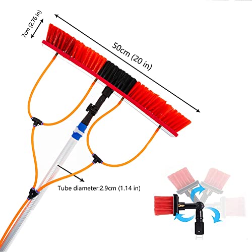 Kit de limpieza de ventanas, cabezal de cepillo de 50 cm con mango extensible, sistema de limpieza de agua para paneles solares e invernaderos, eficiente y fácil de usar.