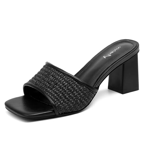 Image of vivianly Women Clear Low Block Heels Transparent Sandals