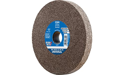 Pferd Muela Abrasiva para Esmeriladora de 200 millimeters, Ancho 25 millimeters, Grano Corindón Normal 36, Agujero 32 millimeters, para Acero, Inox y Fundición