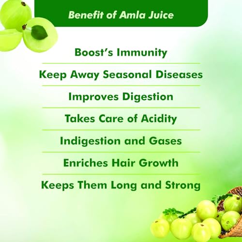 Image of Baidyanath Jhansi Asli Ayurved Amla juice 1L Rich In Vitamin C | Immunity Booster | Safe for Diabetic No Added sugar | Paraben free | Cold-Pressed, Pure & Natural
