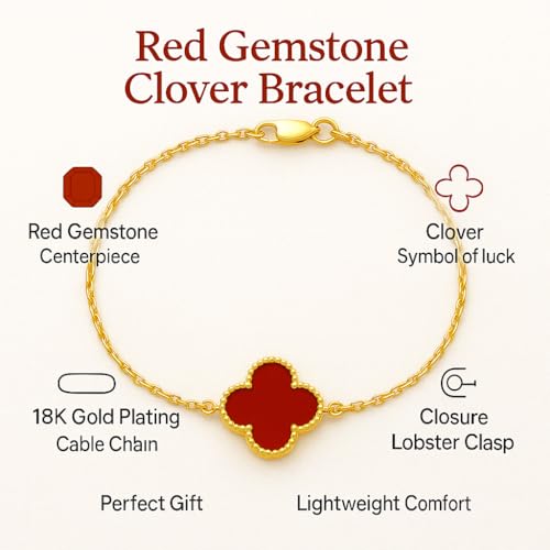 Image of Lucky Charm Clover Bracelet for Women | 925 Sterling Silver with 18K Gold Plating | Adjustable & Anti-Tarnish | Stylish Designer-Inspired Jewelry