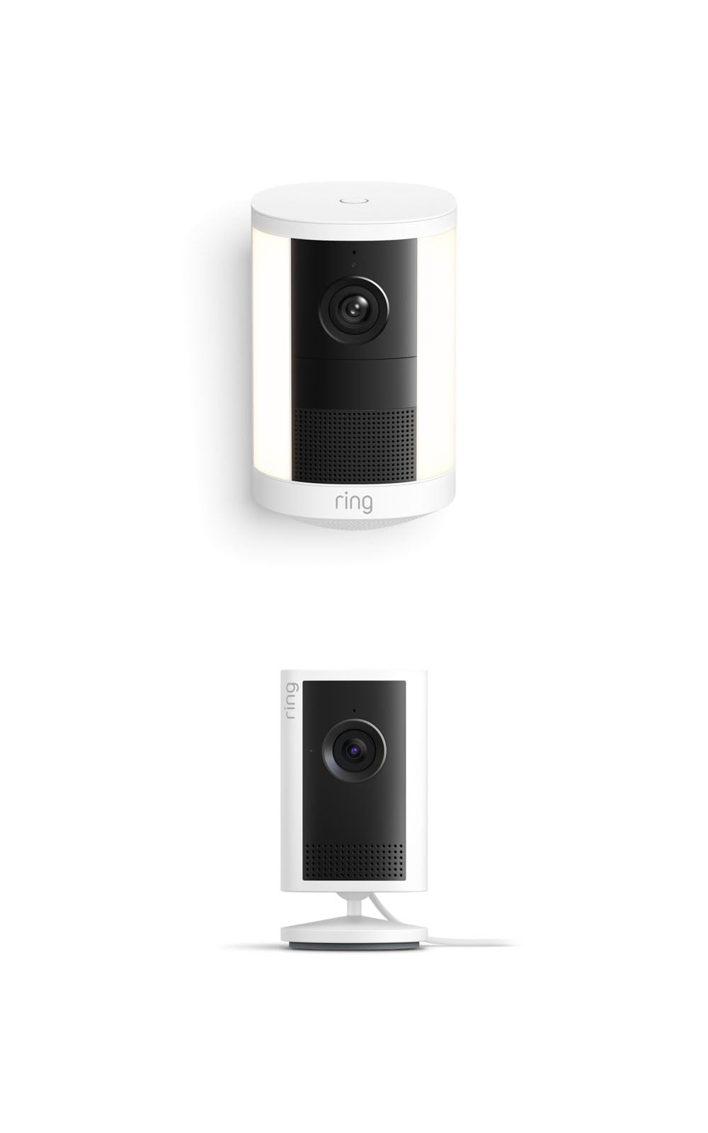 Ring Spotlight Cam, Battery (newest model), White with Indoor Cam Plus, White