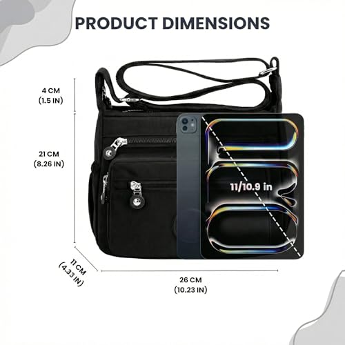 Image of TS WITH TECHSUN Women's Crossbody Sling Bag For Everyday Use, Nylon Shoulder Bag with Zipper Pockets, Adjustable Strap, Water Resistant Handbag for Travel, Shopping