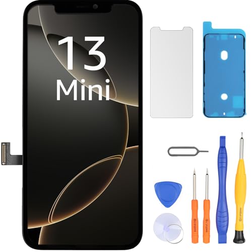 LL TRADER Pantalla para iPhone 13 Mini LCD de 5,4 pulgadas, pantalla de repuesto FHD, pantalla táctil 3D, digitalizador táctil, marco de montaje y kits de reparación 20252