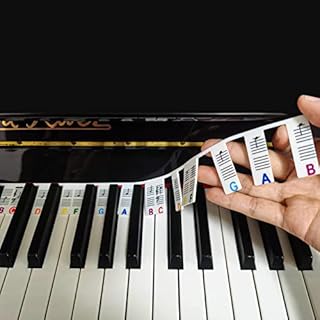 Naklejki na Pianino, Pelnowymiarowe Naklejki na Klawiature Pianina 88 Klawiszy Silikonu Bez Potrzeby Przyklejania Wielokrotnego Uzytku i Zdejmowane Kolorowe Piano Keyboard Stickers, ze Skrzynka
