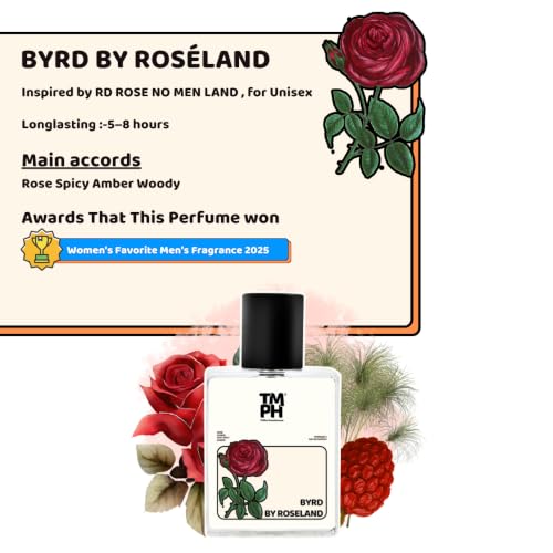 Image of TMPerfumehouse BYRD BY ROSELAND EDP for Men & Women | Floral, Powdery & Long Lasting Perfume Spray | Rose, Soft-spicy & Amber Fragrance | Luxury Gift for Him & Her | TMPH | 50ml