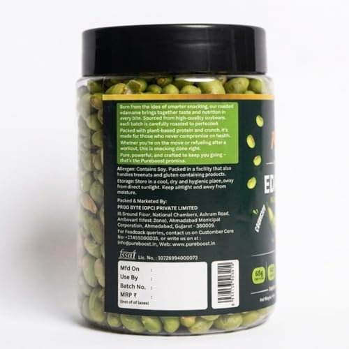Image of Roasted Salted Edamame, 180g (46% Protein, 14% Fiber, Lightly Salted Young Green Soybeans, Highest Plant Protein Supersnack)