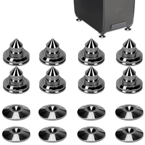 8 punte per altoparlante nichelato 24K, protezione per pavimento, piedini isolanti antiurto per dispositivi HiFi (nero)