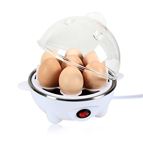 Steamer Egg Cooker/Boiler Electronic Egg Poacher Rapid Egg Maker Scrambled Eggs with 7 Egg Capacity Auto Shut off White